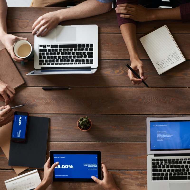 a team working at a desk